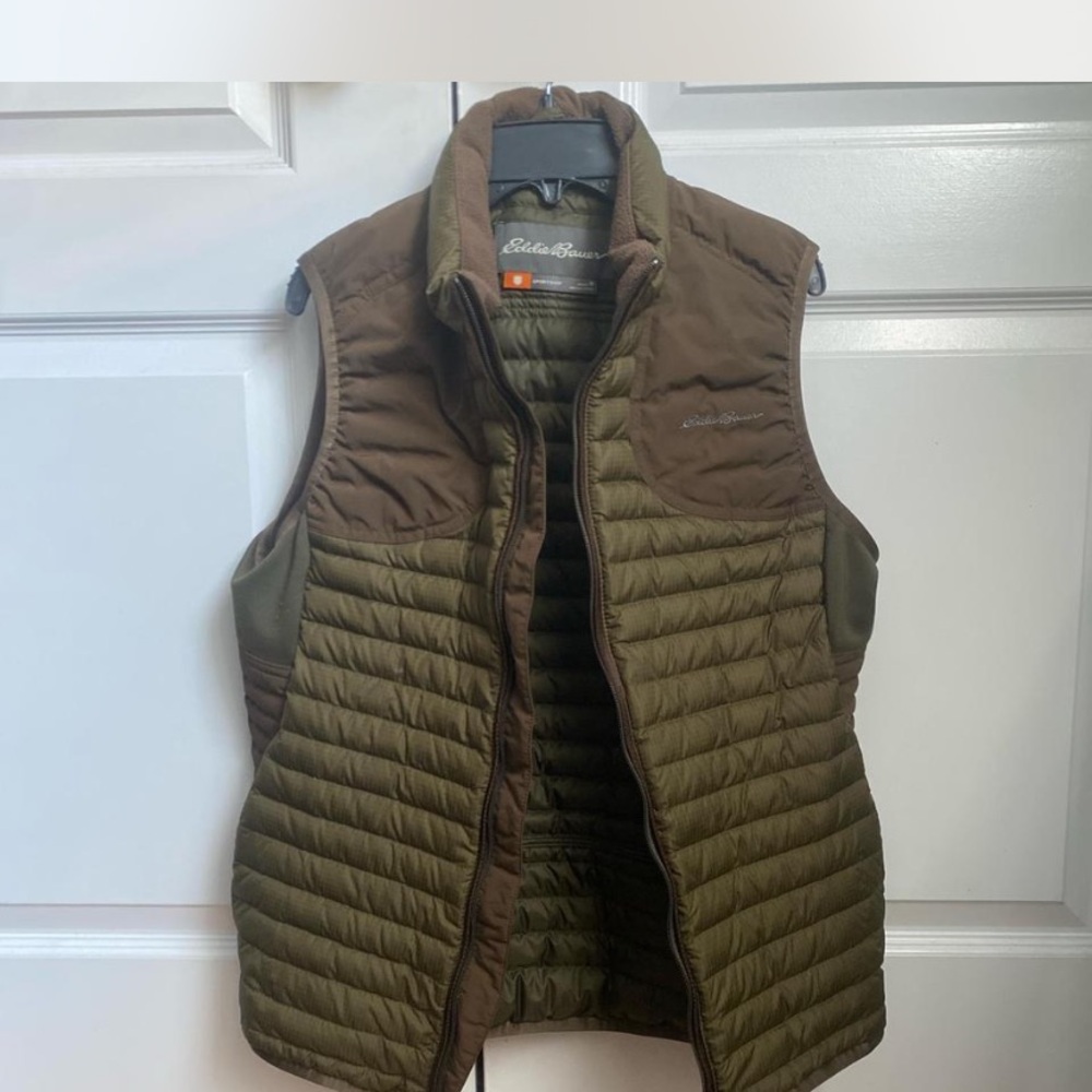 Eddie Bauer Olive and Chocolate Quilted Vest
